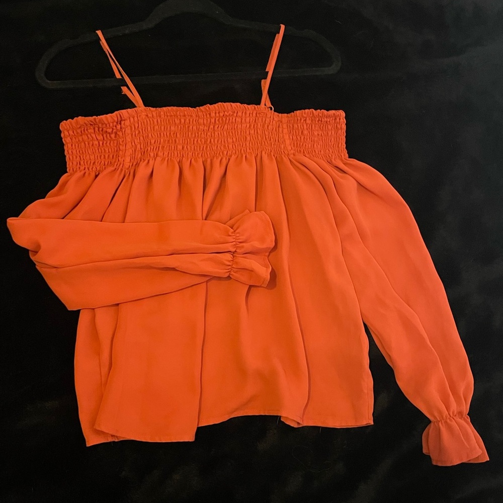 Off The Shoulder Orange Women’s Long Sleeve Blouse